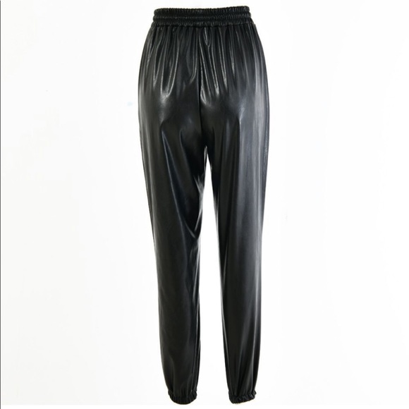 Black Leather Joggers - Picture 5 of 6